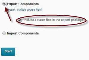 7 Learning Technology Center Edit Course July 6, 205 3) Select Export Components, check the Include course files