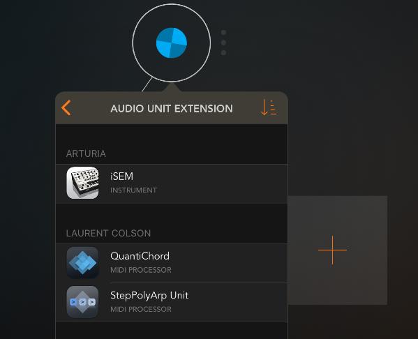 AUM Audio Unit setup 1 1. Create a channel and open the plug-ins list on the top. 2.