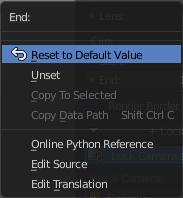 Value edit boxes have for example a Reset to Default Value menu item.