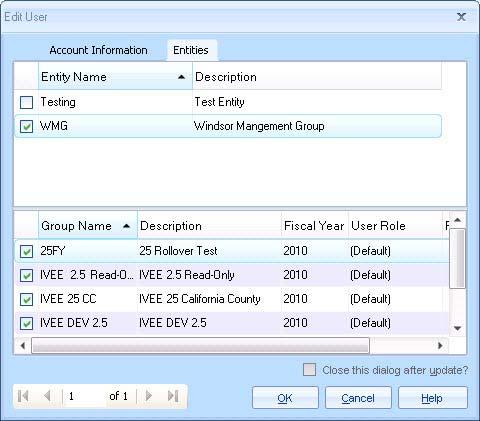 Entities Editing User Access to Connection Groups You can use this utility to control which users have access to the connection group.
