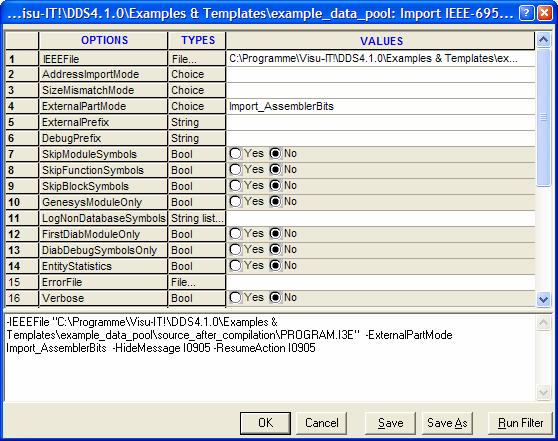 Import IEEE 695 Main Settings Import IEEE is used to import locator information (i.e. addresses) into the project.