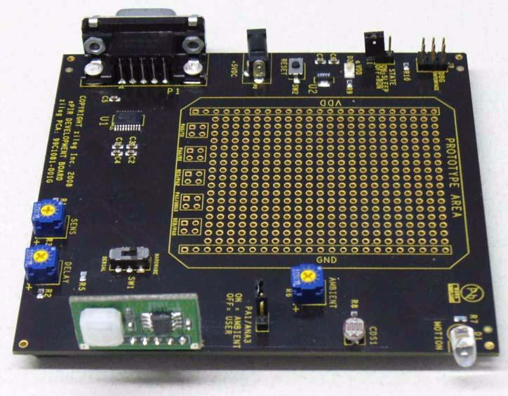 4 Figure 2. The ZMOTION Detection Development Board and ZMOTION Detection Module The Development Board provides the following features: 8-pin connector for the ZMOTION Detection Module 3.
