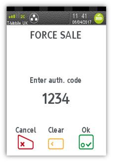Select Force Sale from the transaction menu The terminal will check the card. The Force Sale menu screen will be displayed Enter the sale amount and then press.