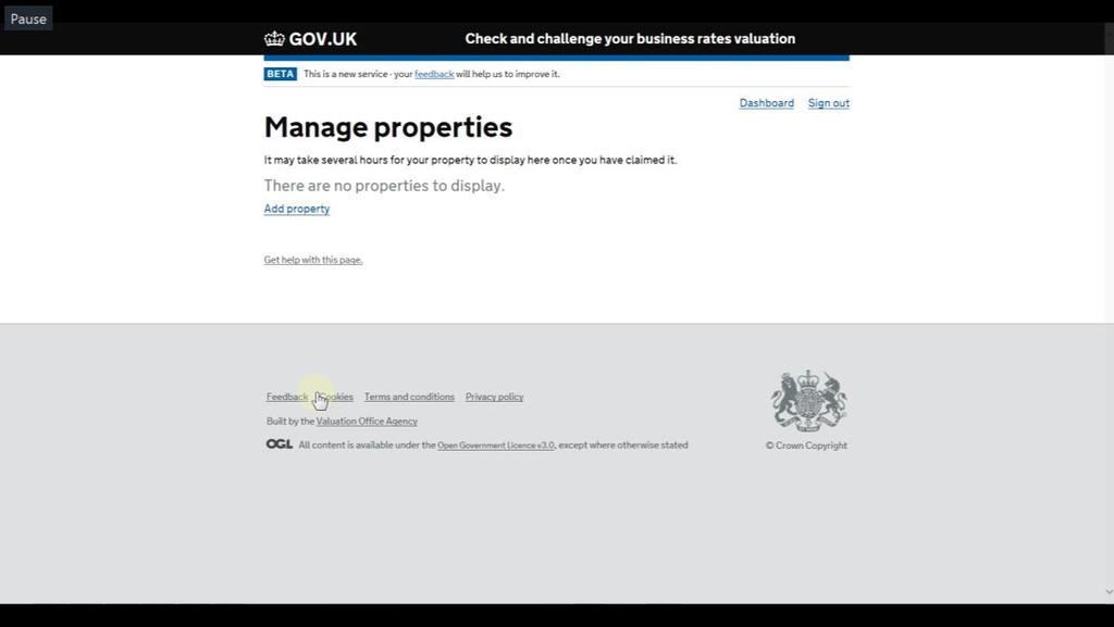 Step 20 You now need to claim the property (or properties) for which you are liable to pay Business Rates. Click the Add property link to proceed.