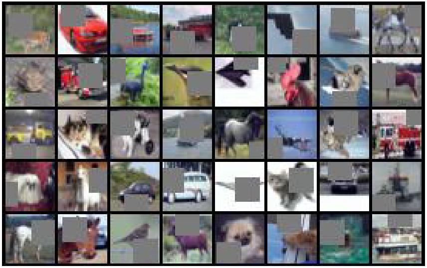 Making new data by local masking: CutOut [Devries et al., 2017] What do we expect by performing dropout on images?