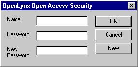 Chapter 5 OpenLynx Login Figure 5.14 The OpenLynx Access Security Login dialog Enter Name and Password and press OK to swap mode.