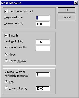 be Mass Measured. Select Standard or TOF from the dropdown list box.