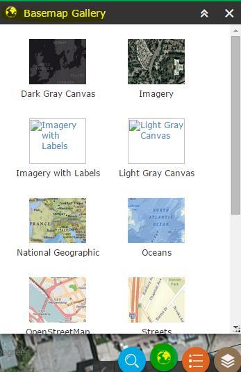 Basemap Gallery: A basemap is a layer with geographic information that serves as a background. A basemap provides context for additional layers that are overlaid on top of the base map.