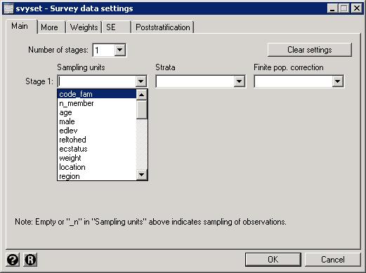3.7 Survey design settings ADePT exploits Stata standard facilities for handling complex survey data including multiple stage sampling and poststratification.