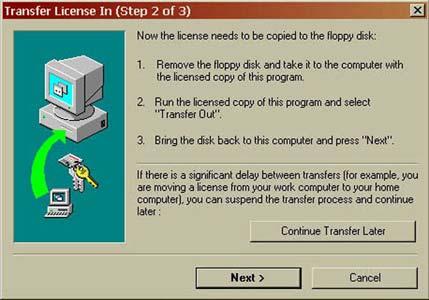 4. Follow the screen prompts and load a floppy into the destination computer.
