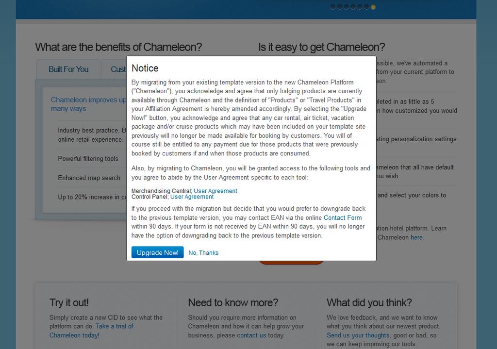 Step 4 Read through the Notice of Terms that appears in an overlay and click on the blue Upgrade Now! button.