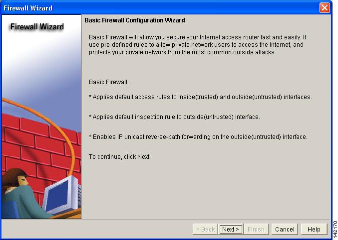 Configuring a Basic Firewall The Cisco SDM Basic Firewall Configuration Wizard
