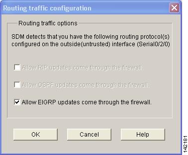 Configuring a Basic Firewall The Routing Traffic Configuration dialog