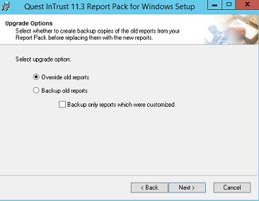 To upgrade the Report Pack 1. Run the Report Pack setup and follow the steps of the wizard. 2.