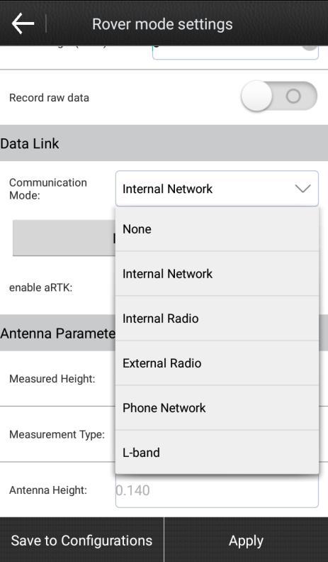 Phone Network: Transmitting differential data through the network of handheld. In this communication mode, the handheld should be inserted in SIM card or connected to wi-fi.