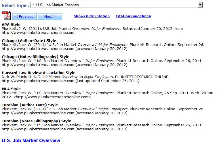 The Show/Hide Citation will open a new section above the article that shows how to cite the current article in more than five different formats.
