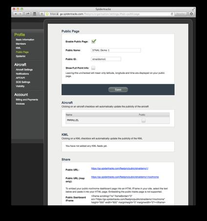 13 4.5.Public Page The public page allows people to see most of the functionality of your Flying and History pages without requiring them to login to the website.