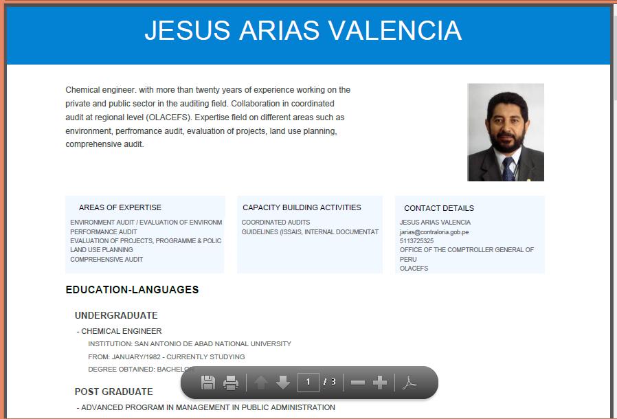 5.6 Preview ExperVisualizar Hoja de Vida This option enables you to visualize the expert s CV in a PDF file. Select an item from your search (image 19) and click on expert CV.