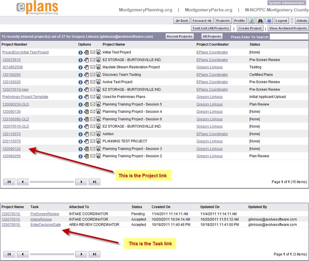 Uploading Drawings and Documents When you have successfully logged into eplans, you will be at either an overall Active Projects Page, or a specific Project Information Screen.