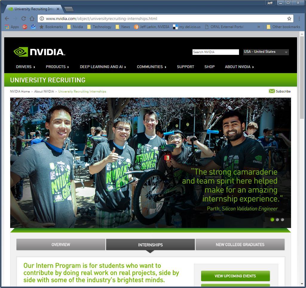 Looking for a summer internship? Go to www.nvidia.