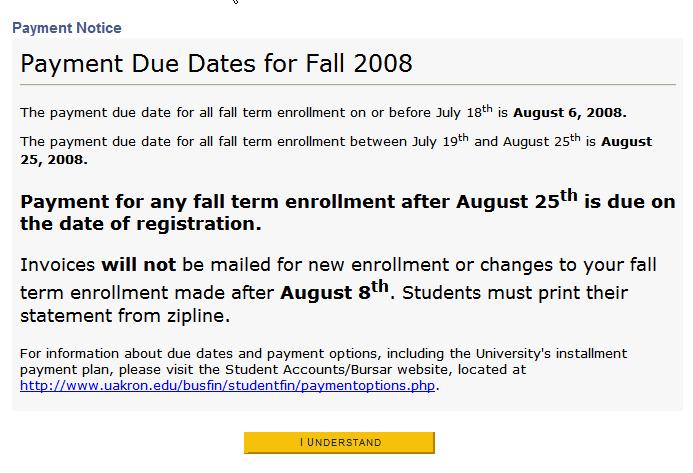20. You will receive a message regarding payment due dates.