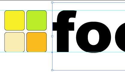THE FOODBOX LOGO 84 Figure 5.2: Scaling the font 2. Create a guide that touches the top of the boxes. Place the mouse pointer anywhere on the horizontal ruler at the top of the image.