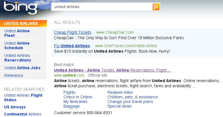 assessments 44 Quicklinks For a naviga)onal query such as united airlines user s need likely