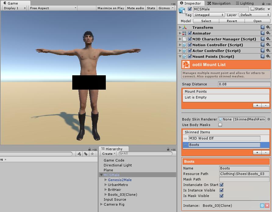 6. Using the skinned Mesh With the mesh imported, open a scene with your character.