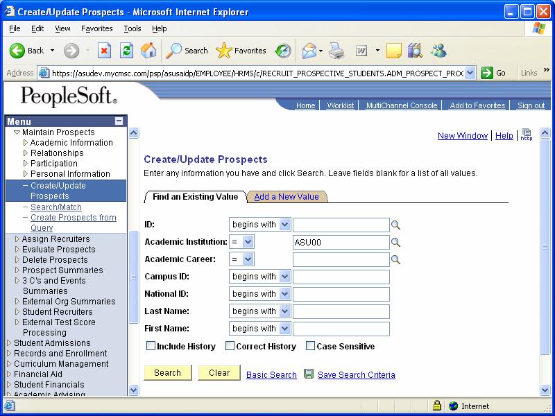 Figure 1 Create/Update Prospects All you have to do from this page is