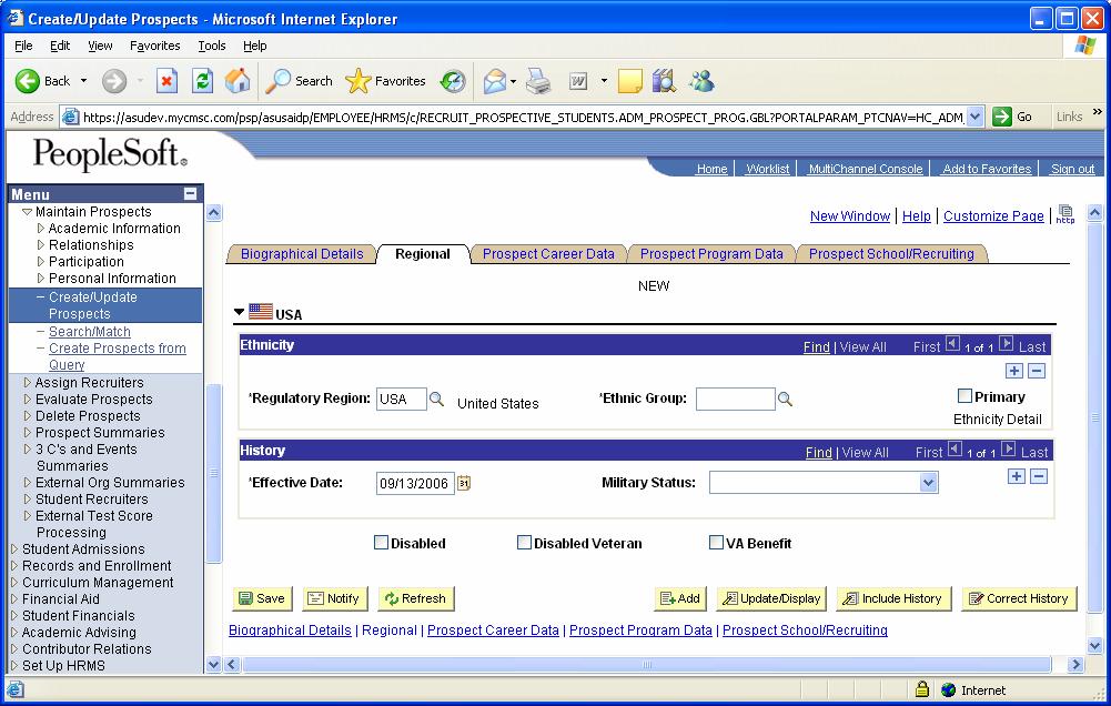 Figure 6 Regional The next tab is the
