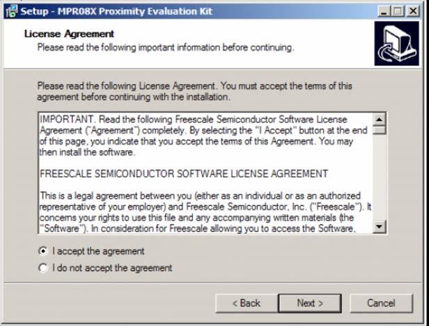 2. Read the license agreement and accept.