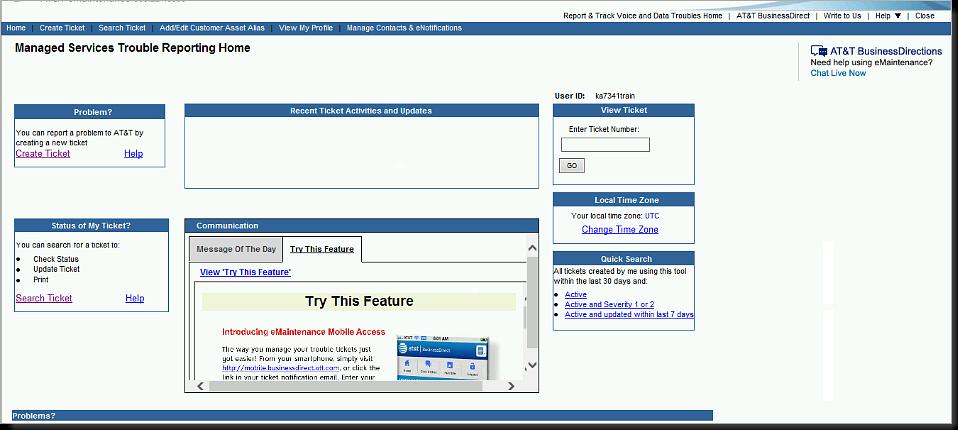 Managed Services homepage Now let s look at creating a ticket for Managed services.