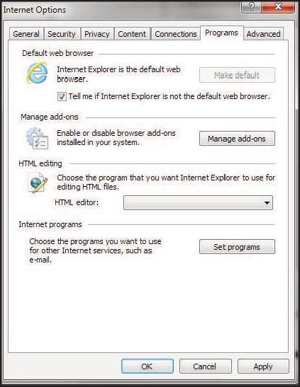 Select OK, then close Internet Explorer (default setting will take effect after browser session is closed).