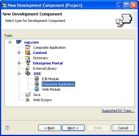 Next, select J2EE -> Enterprise Application On the next screen,