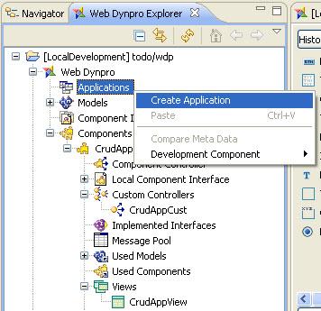 Step 7: Creating and Testing Web Dynpro Application Select