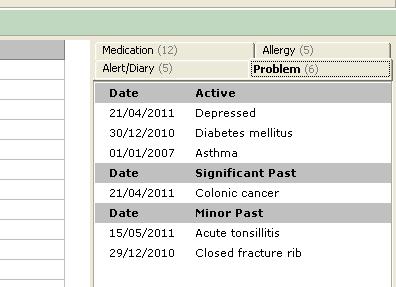 Review of Current Problem The patients Problems (Current and Past) are listed under the