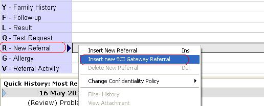 Or via Consultation Mode by left clicking New Referral header, then