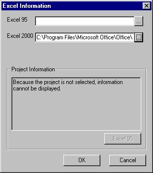 4.USING FAPT PICTURE [Excel95] and [Excel2000]: Set the execution program names and the full paths to the folders in which execution programs have been installed.