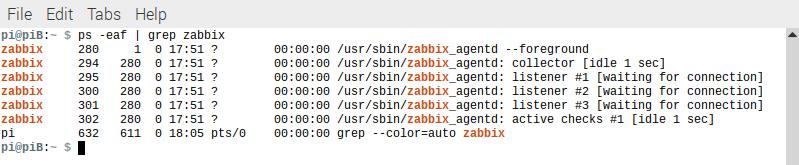 Figure 8: Agent restart To be sure the Zabbix agent is running, enter the below command: $ ps -eaf grep zabbix The output of this command should look similar to Figure 9.