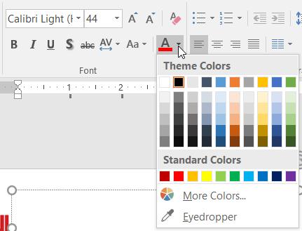 Colors & Fonts Font Size and Color A number of factors, such as room lighting and room size, can affect the readability of your slides during a presentation.