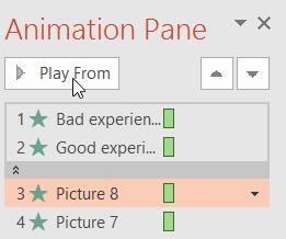 On the right side of the Animation Pane, you will be able to see a timeline that shows the progress through each effect.