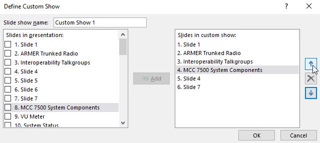 Select the slides you want to include in the custom show and