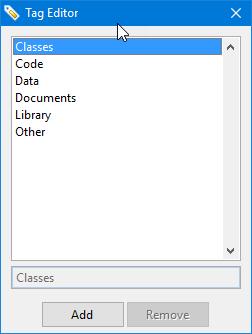 To define your own tags, choose Tag Editor from the Project Explorer menu (Figure 10). Figure 10. The Tag Editor allows you to define your own tags.