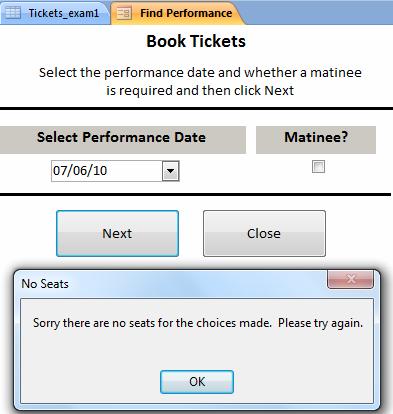 Part E An Example Answer (i) I am going to try and try to book a ticket for 07/06/10 and not for a matinee performance.
