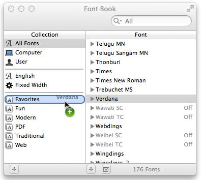 Smart Collections (OS X Mountain Lion) Similar to how you can create a smart mailbox in Mail, you can create a Smart Collection in Font Book that will automatically include fonts which meet your