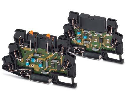 D rail modules TERMITRAB modular terminal blocks with multi-stage surge protection Multi-stage modular terminal blocks with spring-cage connection Versions with and without disconnect knife