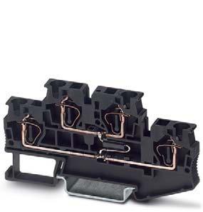 D rail modules TERMITRAB modular terminal blocks with single-stage surge protection Can be used in the signal circuits of electronic controllers Protective element between two feedthrough terminal