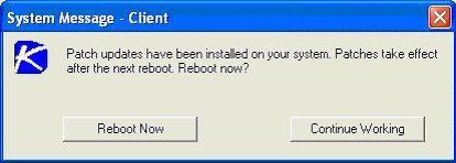 If user logged in ask to reboot every <N> minutes until the reboot occurs - This setting displays the message below, asking the user if it is OK to reboot now.