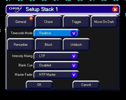 Cues, Stacks & Pages Cue Stack Setup Window The control parameters for an individual cue stack are adjusted via the Cue Stack Setup Window.