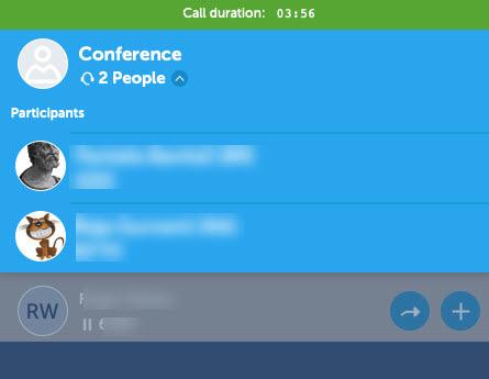 When you are in an active call: you can hover over or right-click the contact ribbon to access chat and contact card options. you can chat with a contact or in a MiTeam stream.